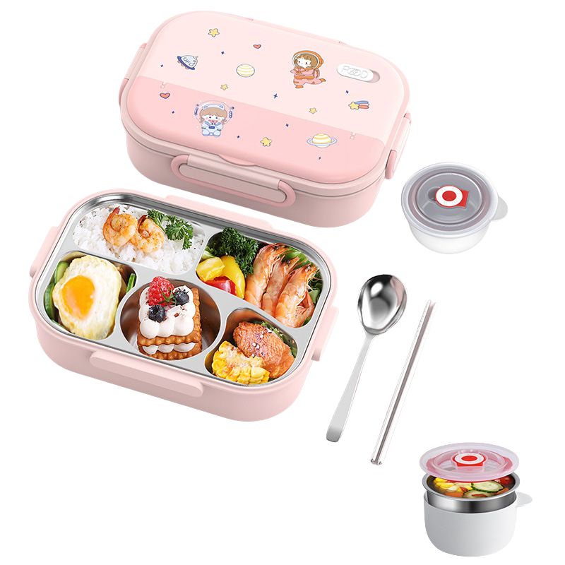 5 Compartments Insulated Stainless Steel Bento Lunch Box -Astronaut