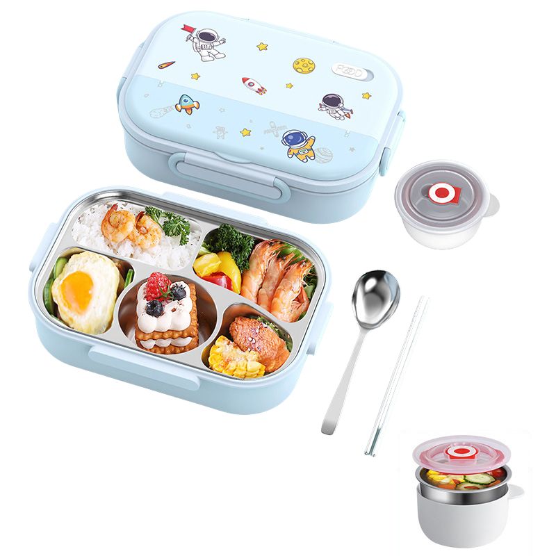 5 Compartments Insulated Stainless Steel Bento Lunch Box -Astronaut