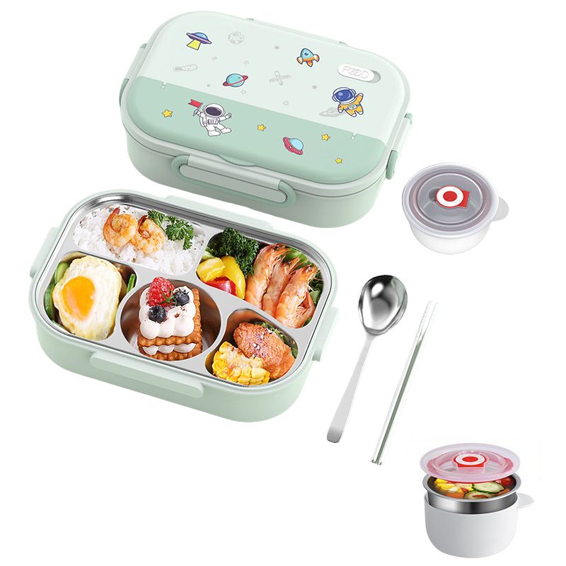 5 Compartments Insulated Stainless Steel Bento Lunch Box -Astronaut