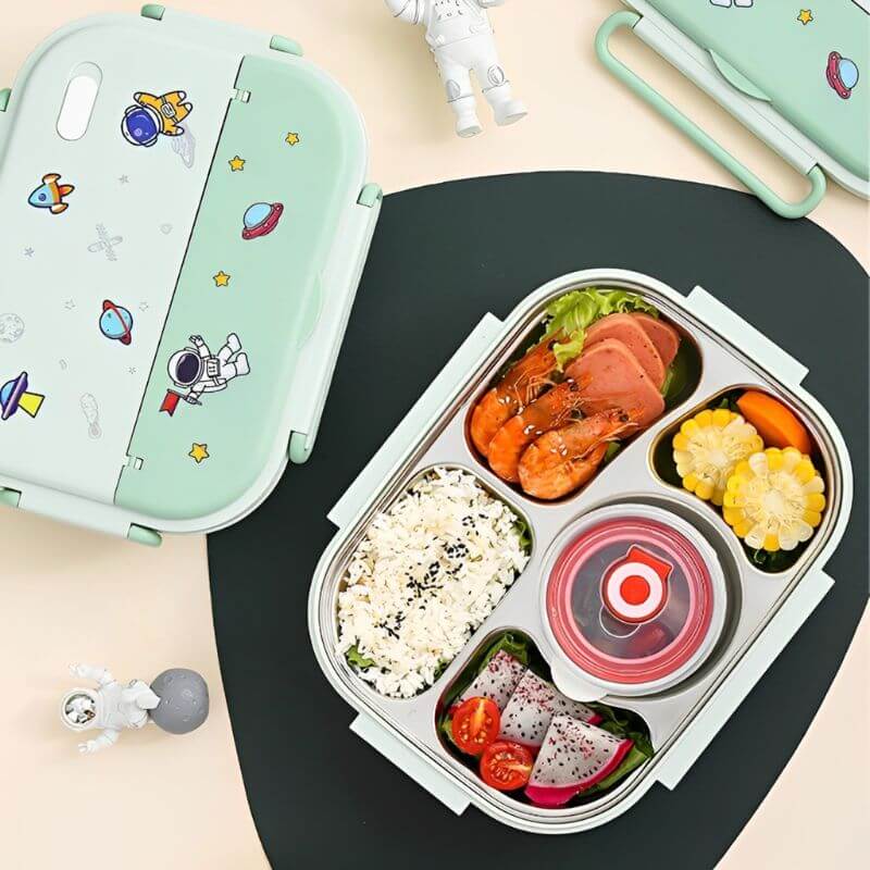 5 Compartments Insulated Stainless Steel Bento Lunch Box -Astronaut