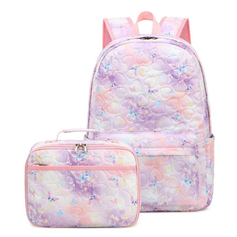 Butterfly Pink Purple & Blue Kids School Bag Set for Girls | Happy Kid